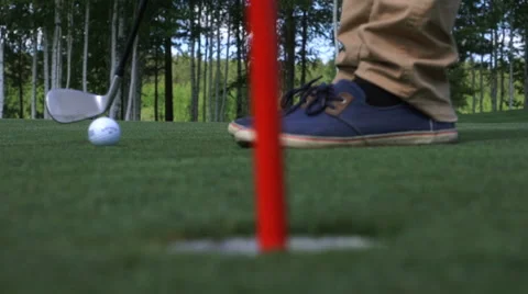 The man hits the Golf ball. Golf course Видео 63775012