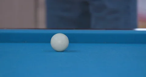 Man Hitting Cue Ball on Blue Billiards Table 動画素材 88226969