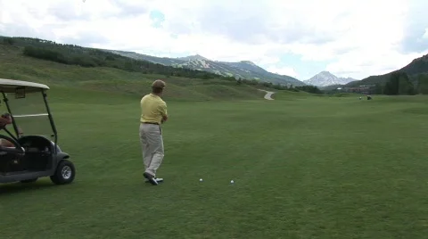 Man Hitting Golf Ball 스톡 동영상 379479