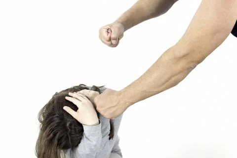 Man hitting a small child on the head Stock Photos