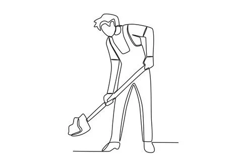 A man hoeing in the field Stock Illustration