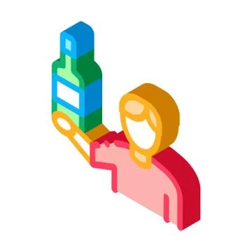 Man Hold Bottle isometric icon vector illustration Stock Illustration