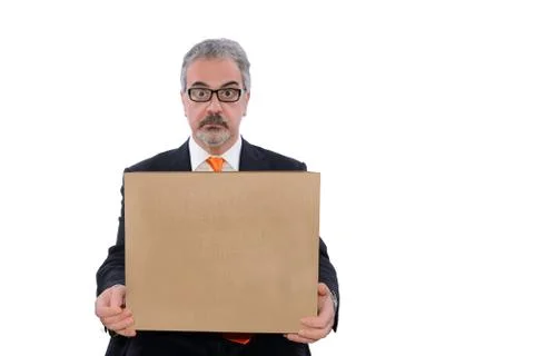 Man hold box Stock Photos