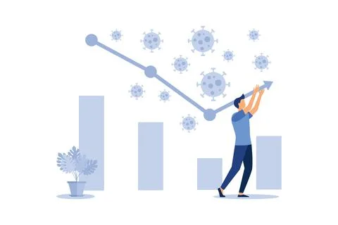 Man hold chart for growing up metaphor economic recovery. flat modern design  Stock Illustration