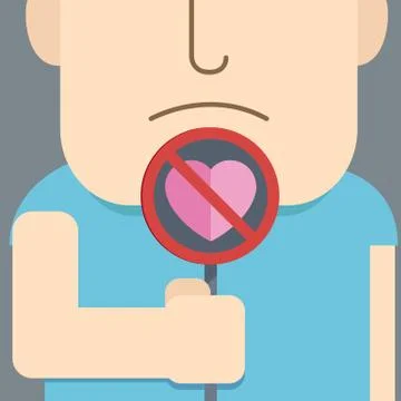 Man hold do not entry heart sign Stock Illustration