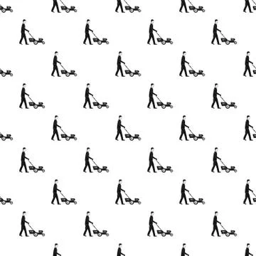 Man hold lawn mower pattern seamless Illustrazione stock