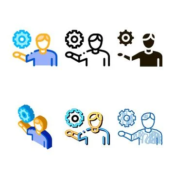 Man hold pack gear icon vector outline Stock Illustration