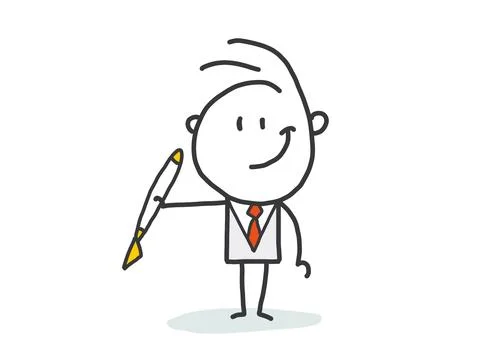 Man hold pen. Illustrazione stock