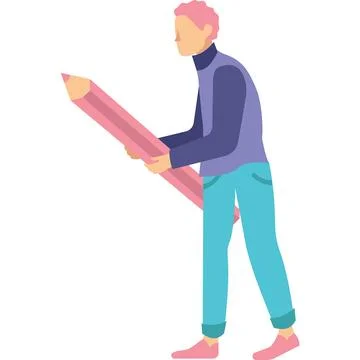 Man hold pencil icon vector businessman with pen 库存插图