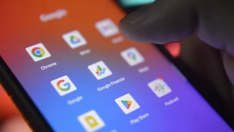 Man hold phone with google application on the display. google in the night. Video stock 232684740