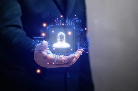 Man hold the security solution protect personal data. Protecting the securi.. 스톡 일러스트