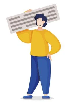 Man hold on shoulder data analysis blog isolated Stock Illustration