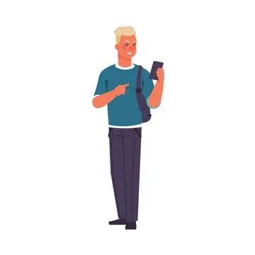 Man hold smartphone. People using phone collection. Internet communication. Web Stock Illustration