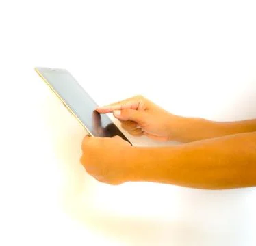 Man hold tablet computer Stock Photos