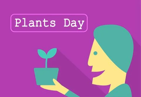 Man hold tree pot with sprout, Plants day vector Stock Illustration