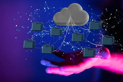 Man holding the 3D icon of cloud computing Stock Photos