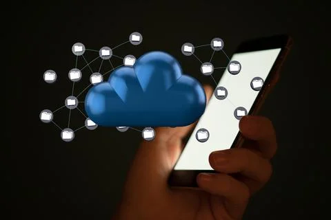 Man holding the 3D icon of cloud computing Stock Photos