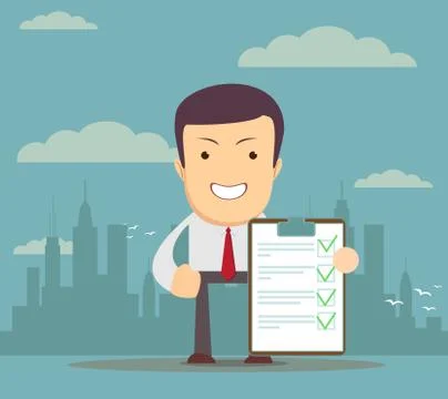 Man Holding a Approved Document Stock Illustration