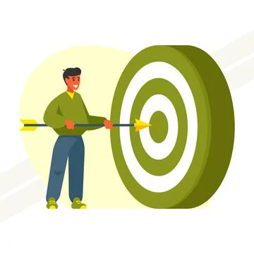 Man-holding-an-arrow Illustrazione stock
