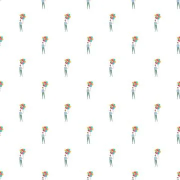 Man holding balloons seamless repeating pattern Stock Illustration