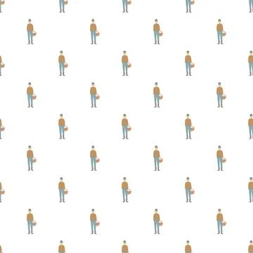 Man holding basket seamless pattern for agriculture concepts 스톡 일러스트