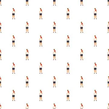Man holding basketball seamless pattern background Stock Illustration