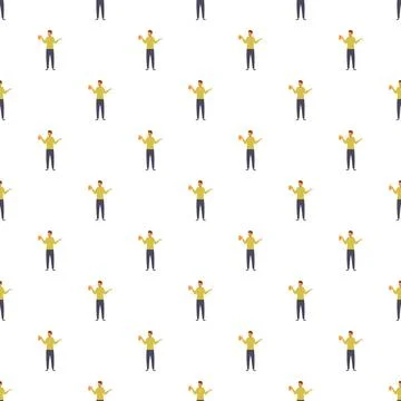 Man holding beer repeating pattern on white background Stock Illustration