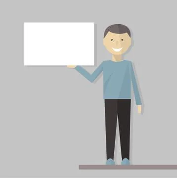 Man holding blank banner.  Vector illustration Stock Illustration