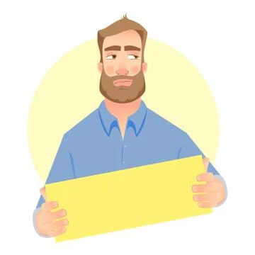 Man holding blank paper Stock Illustration