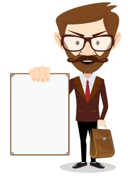 Man holding a blank poster Stock Illustration