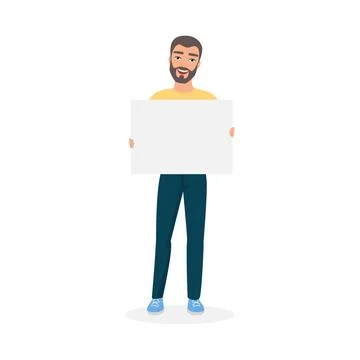Man Holding Blank Poster Иллюстрация