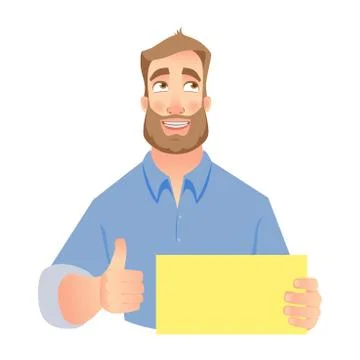 Man holding blank sign - set Stock Illustration