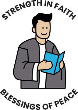 A man is holding a book and smiling Stock Illustration