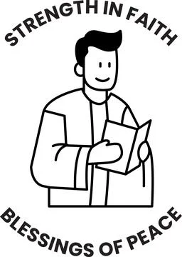 A man is holding a book and smiling Stock Illustration