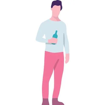 Man holding bottle with drink vector icon Stock Illustration