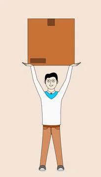 A man is holding a box in his hands Stock Illustration