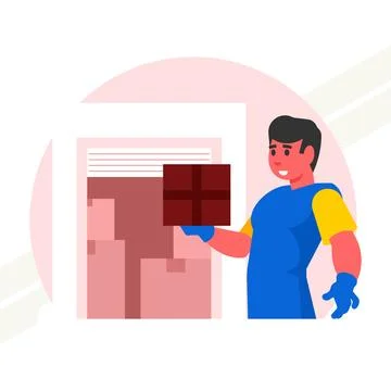 Man-holding-a-box Stock Illustration