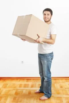 Man holding box Stock Photos