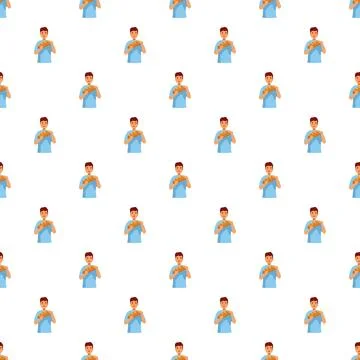 Man holding bread loaf seamless pattern background Stock Illustration