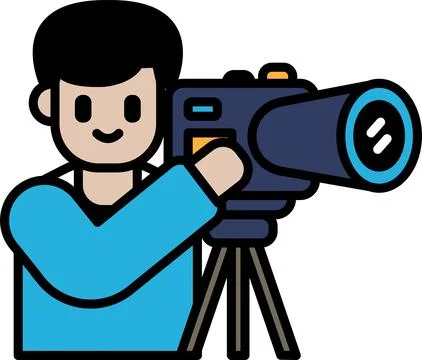 A man is holding a camera and looking through a lens イラスト素材