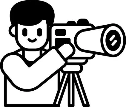 A man is holding a camera and looking through a lens イラスト素材