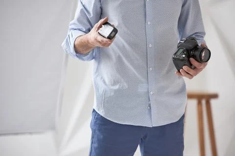 Man holding camera Foto stock