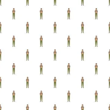 Man holding a camera in a repeating seamless pattern Stock Illustration