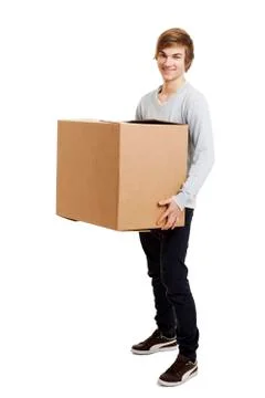 Man holding a card boxes Stock Photos