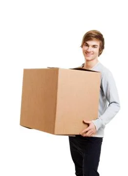 Man holding a card boxes Stock Photos