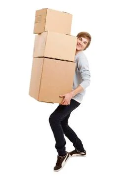 Man holding card boxes Stock Photos