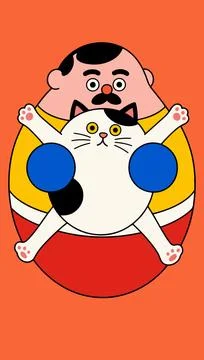 Man Holding a Cat Stock Illustration