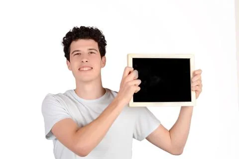 Man holding chalkboard. Stock Photos