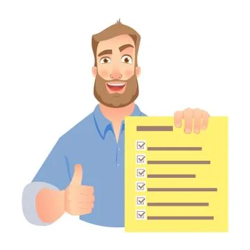 Man holding checklist Stock Illustration