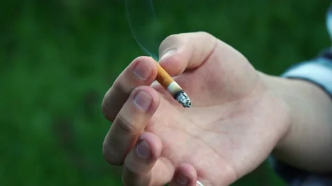 Man Smoking Cigarette In A Park - Stock Video